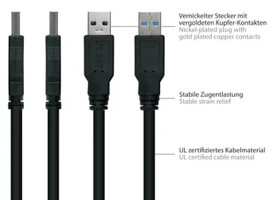 Produktbild von kabelmeister USB3.0 Kabel A-Micro B UL schwarz 3m