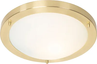 Produktbild von QAZQA - Moderne Außen Deckenleuchte I Deckenlampe I Lampe I Leuchte Gold I Messing 31 cm IP44 - Yuma I Außenbeleuchtung - Stahl Rund - LED geeignet E27