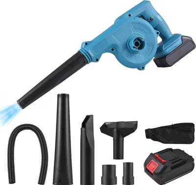 Produktbild von Akku-Laubblaeser mit Akku, 2-in-1, 21 V, kabelloser elektrischer Laubblaeser und Staubsauger, 63 MPH, tragbarer, batteriebetriebener kleiner Laubblaeser fuer Rasenpflege/Staub/Tierhaare mit Staubbeutel