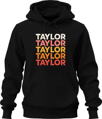 Obrázek produktu pro Taylor Lettering Stacked Swiftie Multicoloured Vintage Merchandise Uni mikina s kapucí, černá, XL