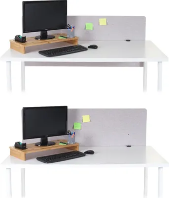 Zdjęcie produktu dla Akustyczna ścianka działowa na biurko HWC-G75, biurowy ekran prywatności, dwuścienna tkanina/tekstylia ~ 60x140cm szary