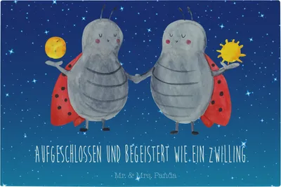 Produktbild von Mr. & Mrs. Panda Glasschneidebrett Sternzeichen Zwilling - Sternenhimmel Blau - Geschenk, Schneidebrett Aus Glas, Glückskäfer, Hackbrett, Schneidplatte, schneidbrett
