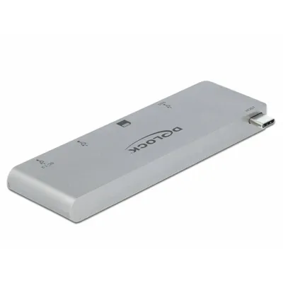 Produktbild von Delock 3 Port Hub und 2 Slot Card Reader für MacBook mit PD 3.0 und einschiebbarem USB Type-C Anschluss