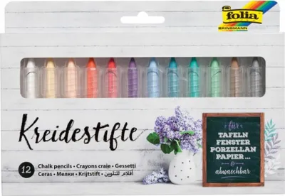 Image de folia 371209 folia - Lot de crayons à la craie, couleurs assorties, étui de 12
