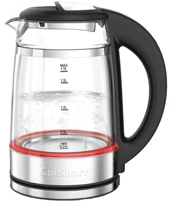 Obrázek produktu pro Elektrická konvice na vodu Cuisinart GK19E Double Glass, 3000 W, 1,7 l, 50–100 °C, základna 360°, dotykové ovládání, filtr, indikátor, nerez/černá