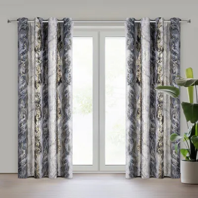 Produktbild von Eurofirany 466454, Durchscheinend, Grau, Muster, Polyester, Öse, 200 g/m²