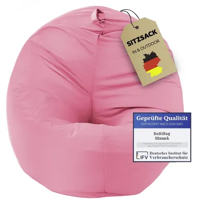 Produktbild von BuBiBag Sitzsack XXL Erwachsene mit Füllung – 2in1 Sitzsack & Sitzkissen, Bean Bag Indoor Outdoor wasserfest | Puderrosa 145 cm