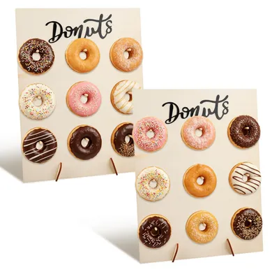 Donut-Ständer aus Holz, 2er-Set, 9 Löcher, 40x30 cm