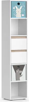 Produktbild von Kinderregal Vicco Robert Weiß 36.2 x 171 cm mit Faltboxen bunt, Model 40375