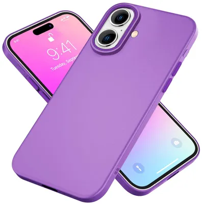 Produktbild von NALIA Silikonhülle für iPhone 16 – Matt & Griffig Soft-Touch – ASTRON (Flexibles TPU Case & Stoßfest) – Marke aus Berlin – Lila