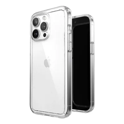 A clear phone case is shown on a white background.