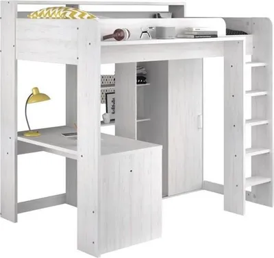 Image de Lit Mezzanine Enfant PARISOT Lena, Pin Petterson, Sommier Inclus, 90 x 200 cm