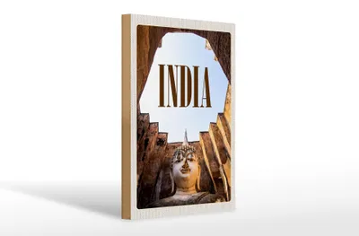 Produktbild von Holzschild Reise 20x30cm Indien Sehenswürdigkeiten Skulptur