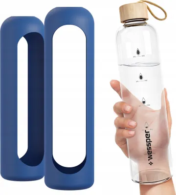 Produktbild von Silikonhülle Für Die Wessper Activemax 1L Glasflasche –  Blau | Silikonhülle Für Eine Glasflasche