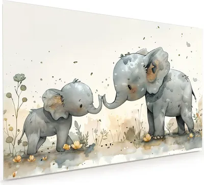 Produktbild von Küchenrückwand Spritzschutz Glas mit Motiv Elefantenfamilie 40 x 40 cm