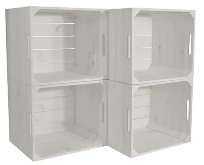 Produktbild von CHICCIE 4 Set Kallax Holzkiste Karl - Aufbewahrungsbox Weiß 33x38x33cm Aufbewahrungskorb Schubladenbox Holz Regal Box