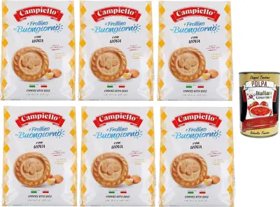 Produktbild von Campiello il Frollino del Buongiorno con Uova, Keks -Shortbread mit Eiern, cookies with eggs, 6x 700 g + Italian Gourmet polpa 400g