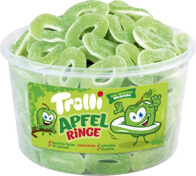 Produktbild von Trolli Saure Grüne Apfelringe Schaumgummi Fruchtgummi 150 Stück 1200g