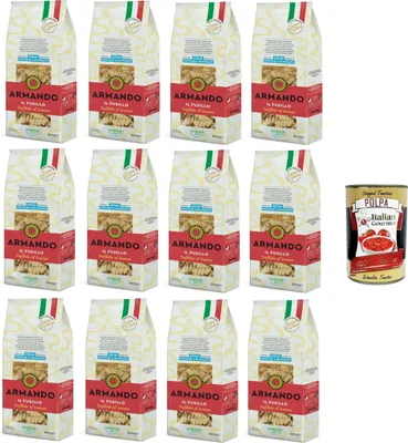 Produktbild von Armando il Fusillo Trafilato al bronzo il Fusillo Bronze gezeichnet 12x500gr + Italian Gourmet polpa 400g