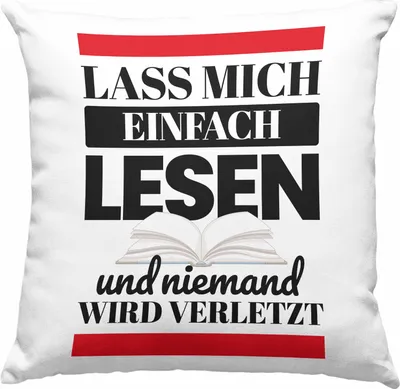 Produktbild von Trendation - Leseratte Geschenk Deko-Kissen mit Füllung 40x40 Lass Mich Einfach Lesen Bücher Lesen Bücherwurm Geschenk Spruch Lesen (Grau)