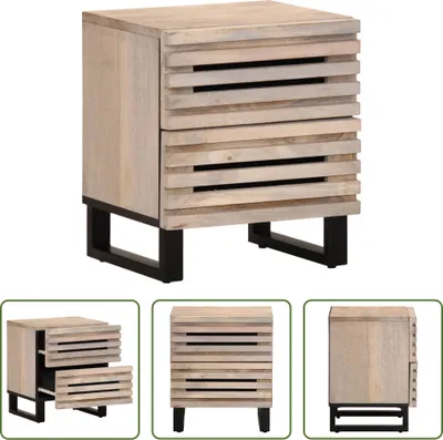 Produktbild von The Living Store Nachttisch 40x34x46 cm Gebleichtes Massivholz Mango