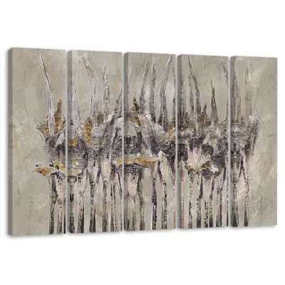 Produktbild von 5-teiliges leinwandbild pflanzen blumen wildnis 100x70 cm Feeby braun wandbild bereit zum aufhängen