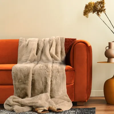 Produktbild von Deko Wohnzimmer Decke Kuscheldecke Tagesdecke Sofadecke Waschbar Flauschig Weich 150x200cm Beige