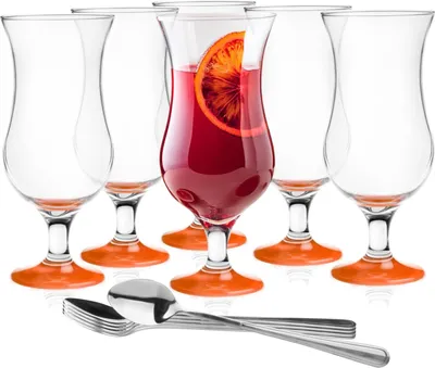 Produktbild von Glasmark KROSNO 1992 Set 6 x Cocktailglas max 480 ml Bottom Orange + Teelöffel lang, Glas + Edelstahl, 420 milliliters
