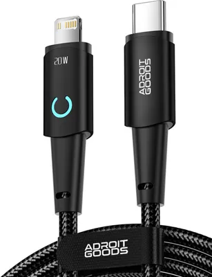 Zdjęcie produktu dla AdroitGoods Kabel do ładowania iPhone'a - USB-C na Lightning - 200 cm - Czarny - Odpowiedni do Apple iPhone - Kabel do szybkiego ładowania 2,4 A