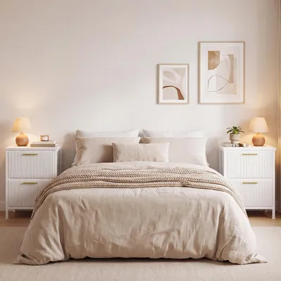 Produktbild von SONGMICS 2er Set Kommode, Schrank, 2 Stoffschubladen mit Cord-Textur, für Schlafzimmer, Flur, Wohnzimmer, schneeweiß