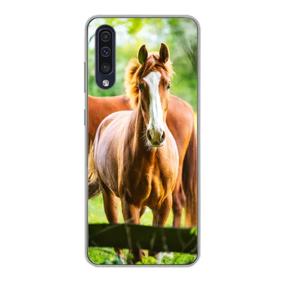 Produktbild von MuchoWow® Handyhülle Schutzhülle Hülle für Samsung Galaxy A30s Pferde - Licht - Wiese Silikon Softcase Handy Hülle - Karteninhaber
