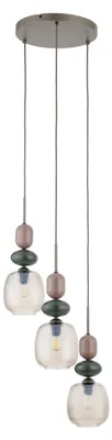 Produktbild von Hängelampe Metall Glas B: 42 cm H: max. 143 cm Braun Cognac E14 3-flammig Modern Hängeleuchte