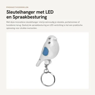 Produktbild von Schlüsselanhänger mit LED-Beleuchtung und Sprachsteuerung für Schlüssel und Haustiere