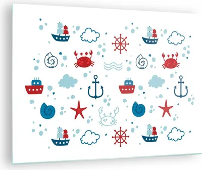 Produktbild von Bilder auf glas - Meer Boot Anker Schiff - 70x50cm - Glasbilder - Wandbilder - Kunstdruck - zum Aufhängen bereit - Wanddekoration aus Glas - Glas Bilder - Wandbild auf Glas - Einteilig - GAA70x50-2889