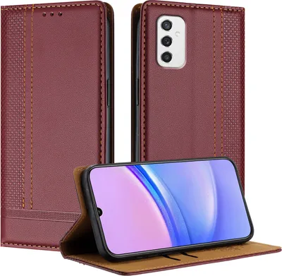 Obrázek produktu pro Pouzdro pro Samsung Galaxy M52 5G kožené flipové pouzdro s funkcí stojánku Tmavě červená