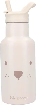 Produktbild von Kidzroom Wasserflasche Trinkflasche 350?ml für Kinder aus Edelstahl mit Strohhalm & Teddybär-Design