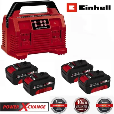 Produktbild von Einhell Ladegerät Power X-Quattrocharger 4A 18V + 4 x Akku 4.0 Ah, Laden von 2x2 Akkus,6-fache LED-Zustandsanzeige