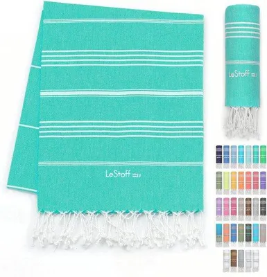 Produktbild von Famanu Hamam-Handtuch 100% Baumwolle - Türkis, 95 x 180 cm