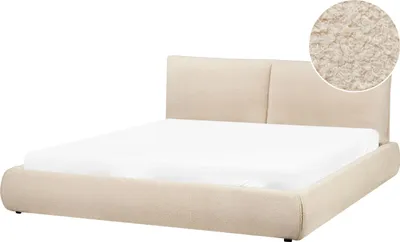 Produktbild von BELIANI Wasserbett Hellbeige aus Bouclé 180 x 200 cm mit Matratze Zubehör Gepolstertes Hohes Kopfteil Modern Bequem Schlafzimmer Ausstattung Möbel