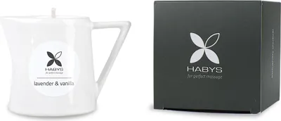Produktbild von Habys Massagekerze Lavender & Vanilla | Mit Sheabutter & Avocadoöl | Massageöl, Candle, Körperpflege, Entspannung, Spa | 110 ml