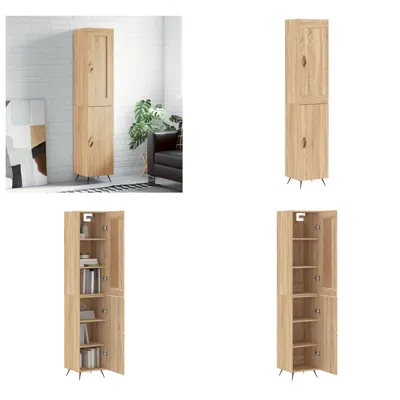 Produktbild von vidaXL Highboard Sonoma Eiche 34,5x34x180 cm Holzwerkstoff - Highboard - Highboards - Sideboard - Schrank