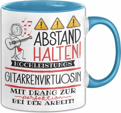 Produktbild von Gitarrenvirtuosin Tasse Geschenk Lustig Abstand Halten Hochleistungs-Gitarrenvirtuosin Mit Drang Zur Perfektion Bei Der Arbeit (Blau)