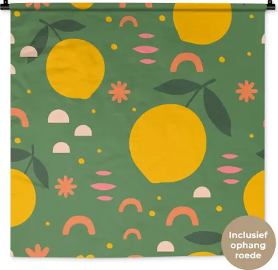 Produktbild von MuchoWow® Wandteppich Wandbehang Zitrone - Frucht - Rosa 90x90 cm Tapisserie Dekoration Wandtuch - Wandaufhänger