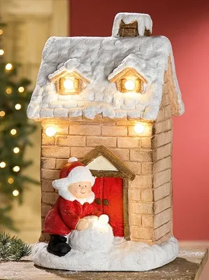 Produktbild von GILDE Winterhaus Junge mit Schneekugel und LED Beleuchtung, 24x25x45 cm