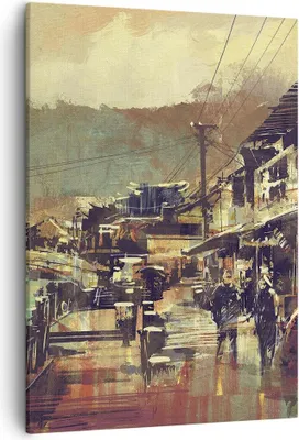 Produktbild von Bild auf Leinwand - Leinwandbild - Einteilig - Brücke Straße Fluss - 50x70cm - Wand Bild - Wanddeko - Wandbilder - Leinwanddruck - Wanddekoration - Leinwand bilder - Wandbild - PA50x70-3515