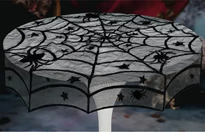 Produktbild von Runde Spinnennetz Spitzen Tischdecke für Halloween 100cm
