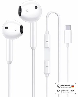 Produktbild von Kabelkopfhörer Lightning / Typ C / 3,5 Klinke Aux In-Ear mit Mikrofon & Lautstärketasten – USB- C / Universal