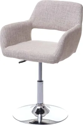 Image de Chaise de salle à manger HWC-A50 III, chaise de cuisine, rétro années 50, tissu/textile ~ crème/gris, pied chromé
