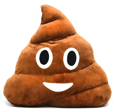 Plüschkissen rund Emoticon Poop braun 32 x 32 x 10 cm waschbar
