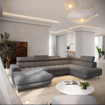 Produktbild von Masseno Ecksofa CORENO mit Schlaffunktion L-Form, Sofa mit Bettkasten, Wohnzimmersofa, Couch, Soffa, Bettsofa, Couchgarnitur- Grau, QUELLE 92